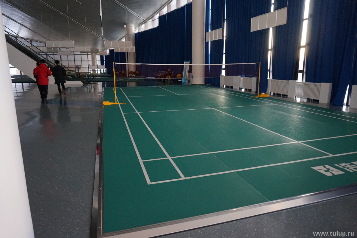 Интерьеры арены. Главный холл: площадки для бадминтона.